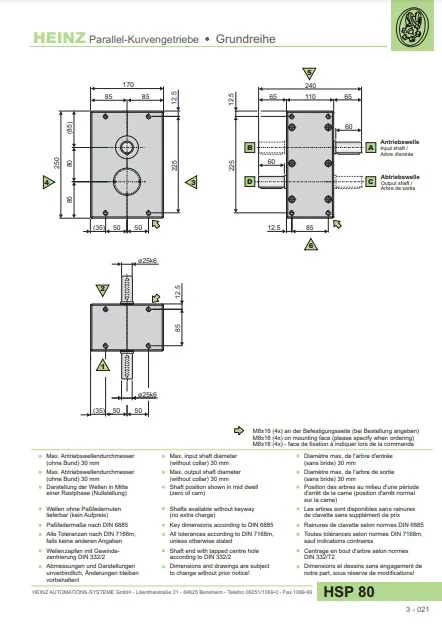 HSP Parallel-Kurvengetriebe Cover